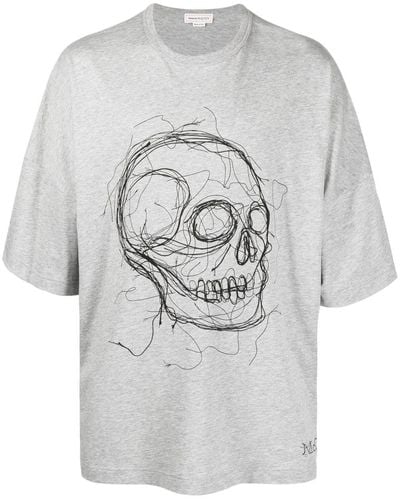 Alexander McQueen Skull Print Oversized T-shirt - Grey