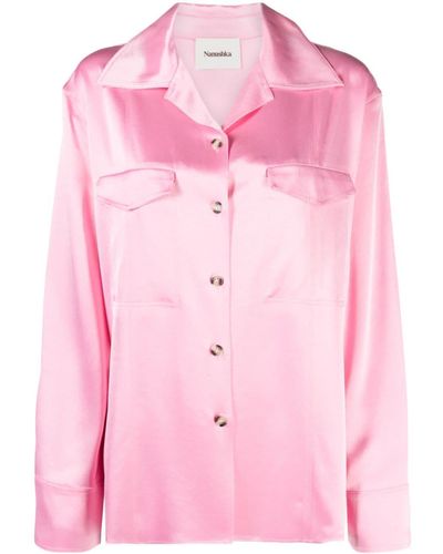 Nanushka Justina Satin Shirt - Pink