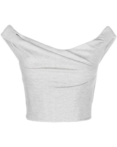 RTA Cowl-neck Cropped Top - Grey