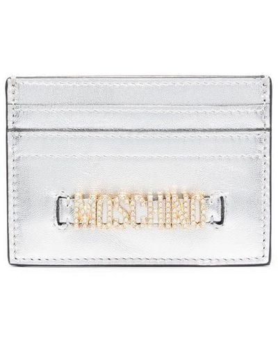 Moschino Crystal Embellishment Logo Cardholder - White
