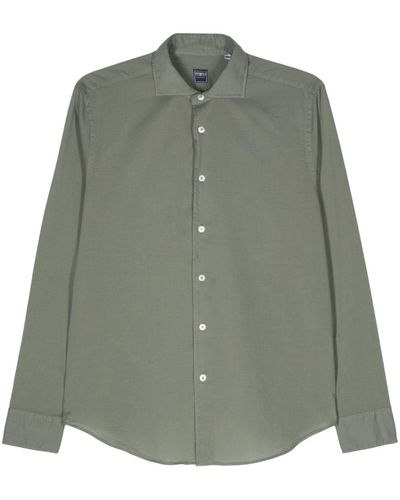 Fedeli Long-sleeve Poplin Shirt - Green