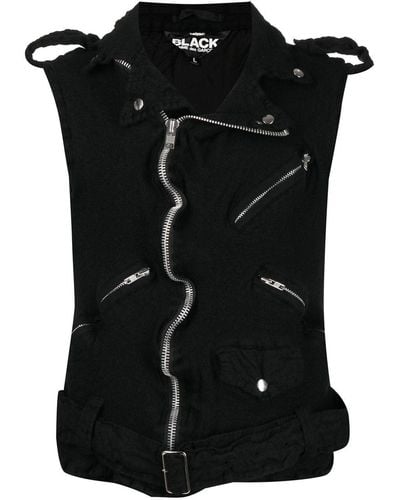 COMME DES GARÇON BLACK Chunky-knit Biker Vest - Black