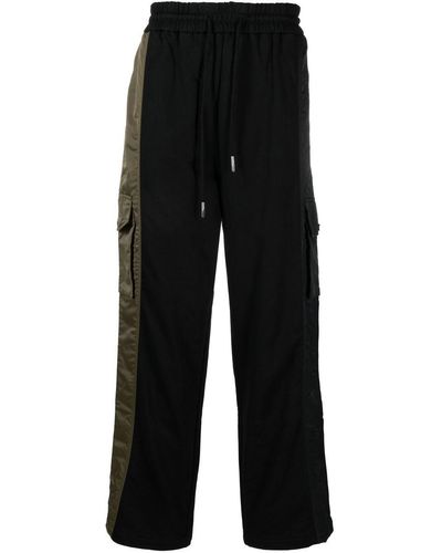 Feng Chen Wang Contrast Straight-leg Cargo Trousers - Black