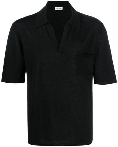 Saint Laurent スプレッドカラー ポロシャツ - ブラック