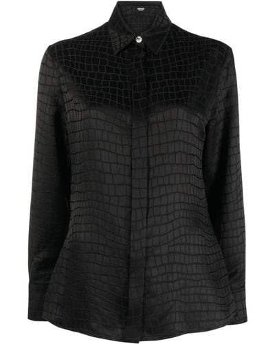 Versace クロコパターン シャツ - ブラック