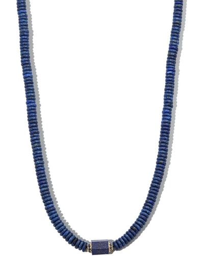 Luis Morais 14kt Yellow Gold Beaded Lapis Lazuli Choker Necklace - Blue