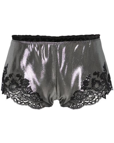 Carine Gilson Lace-trim Lurex Pajama Shorts - Black