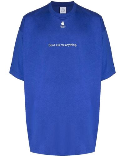 Vetements X Apple Slogan-print Cotton T-shirt - Blue