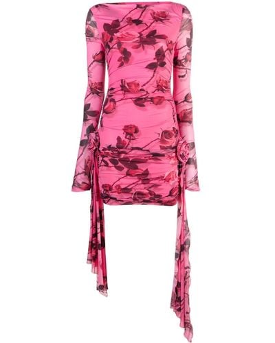 Blumarine Kleid mit Rosen-Print - Pink
