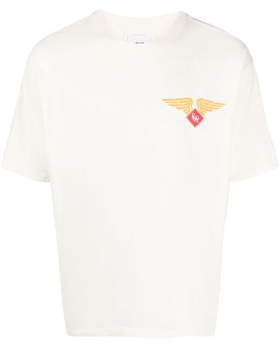 Rhude T-shirt en coton à logo imprimé - Blanc