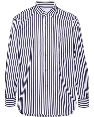 Sacai Pintuck-detailing Striped Shirt - Blue
