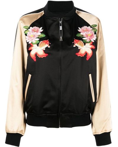 Junya Watanabe Floral-embroidered Bomber Jacket - Black