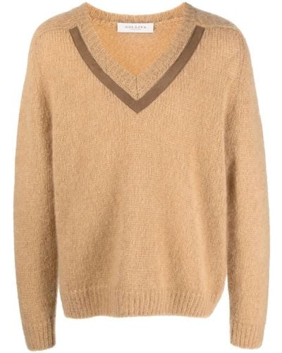 Giuliva Heritage The Ambro V-neck Sweater - Natural