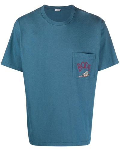 Bode Sweet Pine T-Shirt mit Logo-Stickerei - Blau