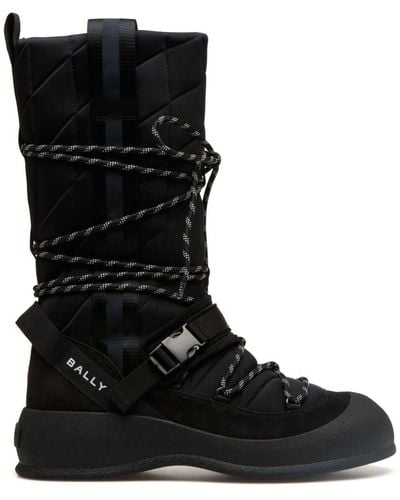 Bally Logo-print Panelled Mid-calf Boots - Black