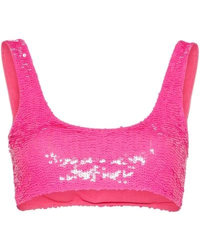 P.A.R.O.S.H. Sequin-embellished Cropped Top - Roze