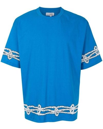 Amir Slama X Mahaslama Graphic-print Cotton T-shirt - Blue