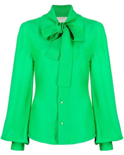 Bottega Veneta Tie-neck Long-sleeved Blouse - Green