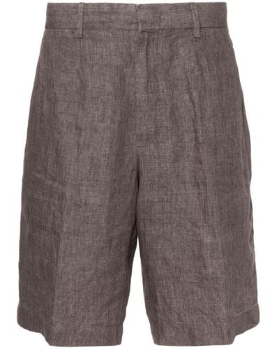 ZEGNA Pleat-detail Linen Shorts - Grey