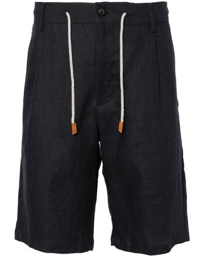 Eleventy Drawstring-waist Linen Shorts - Black