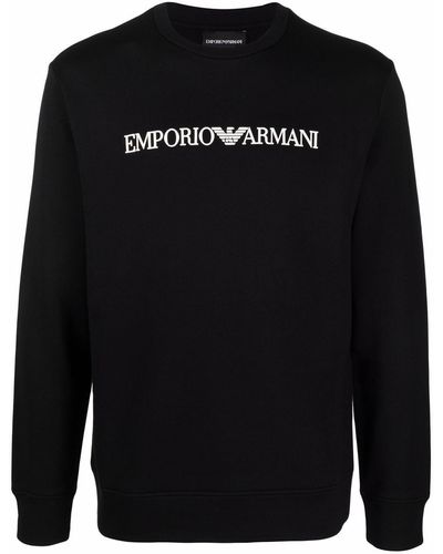 Emporio Armani Logo Cotton Blend Sweatshirt - Black