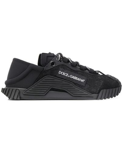 Dolce & Gabbana Ns1 Slip On Sneakers In Mixed Materials - Nero