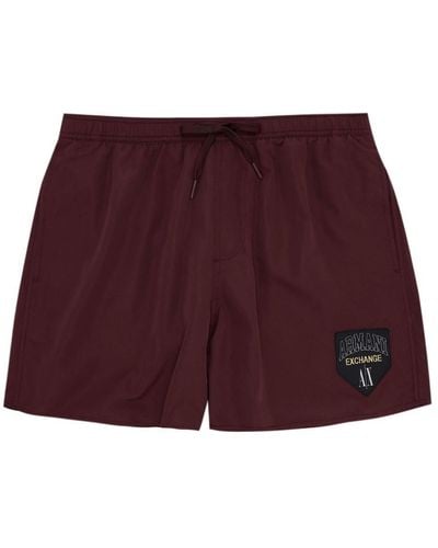 Armani Exchange Logo-patch Swim Shorts - Purple
