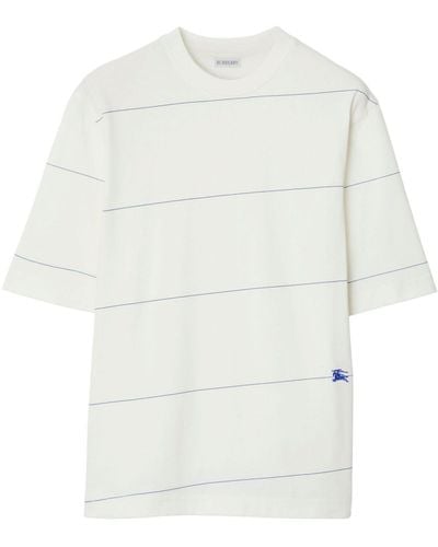 Burberry T-shirt en coton à logo brodé - Blanc