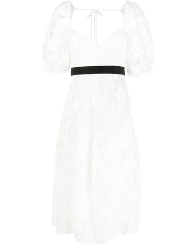 For Love & Lemons Marlene Heart-embroidery Midi Dress - White