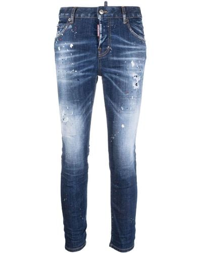 DSquared² Bleached Skinny Jeans - Blue