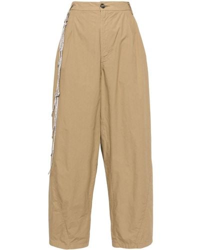 DARKPARK Rhinestone-chain Cotton Pants - Natural