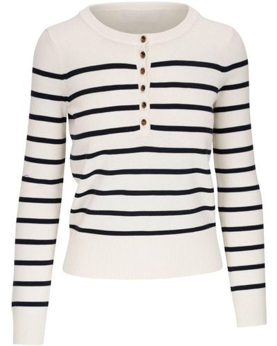 Veronica Beard Dianora Striped Knitted Top - White