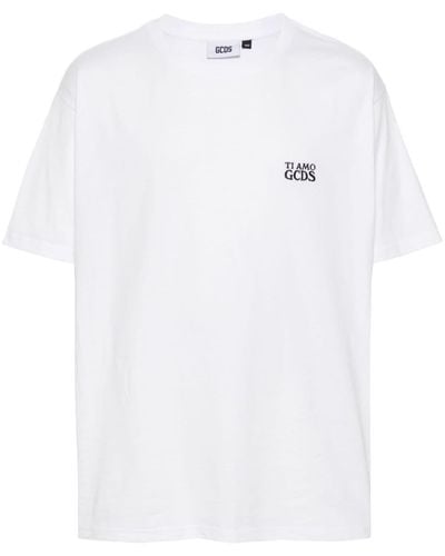 Gcds T-shirt Met Geborduurd Logo - Wit