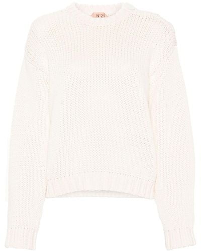 N°21 Grob gestrickter Pullover - Weiß