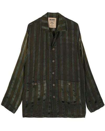 Uma Wang Theo Striped Shirt - グリーン
