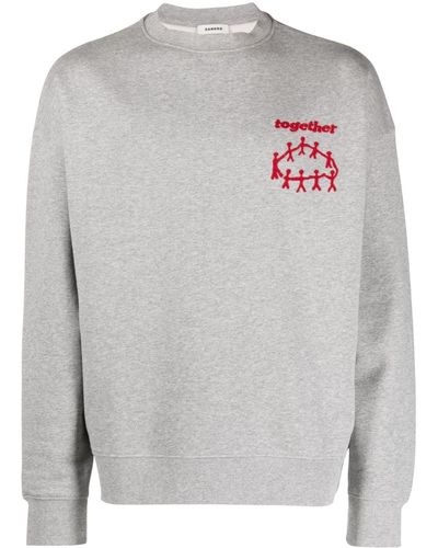 Sandro Slogan-print Cotton Sweatshirt - Grey