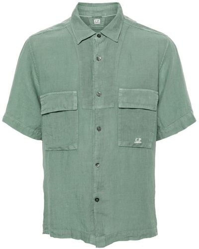 C.P. Company Button-up Linen Shirt - Green