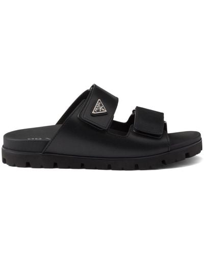 Prada Leather Strap Sandals - Black
