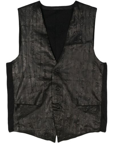 Transit Crinkled Leather Waistcoat - Black