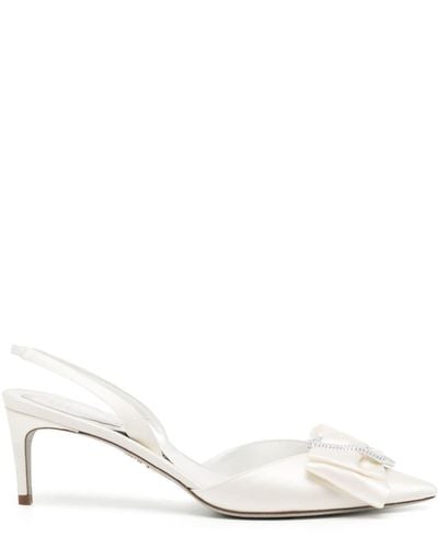 Rene Caovilla 65mm bow-detail leather sandals - Bianco