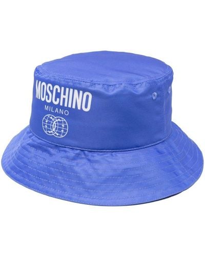 Moschino Sombrero de pescador con logo estampado - Azul