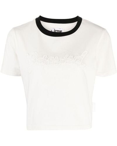 Izzue Contrasting-collar Cotton Crop Top - White