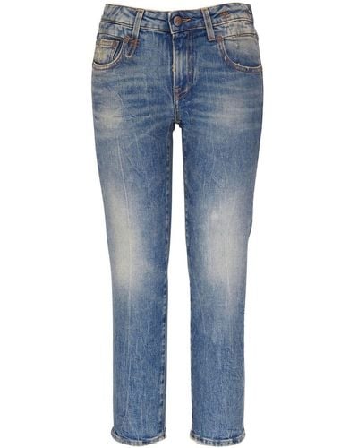 R13 Ausgeblichene Cropped-Jeans - Blau