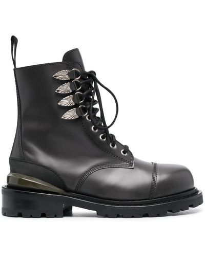 Toga Virilis Side Gore Leather Ankle Boots - Black