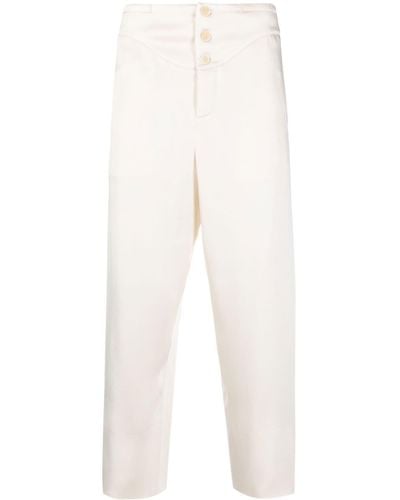 Saint Laurent Buttoned Slim Pants - White
