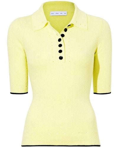 Proenza Schouler Spencer Ribbed-knit Polo Top - Yellow