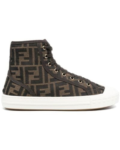 Fendi Monogram Lace-front Trainers - Brown