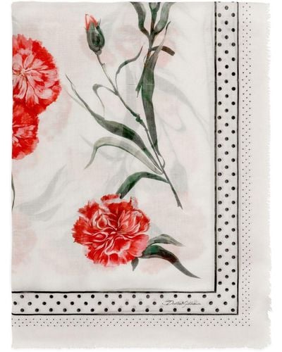 Dolce & Gabbana Foulard en soie à fleurs - Gris