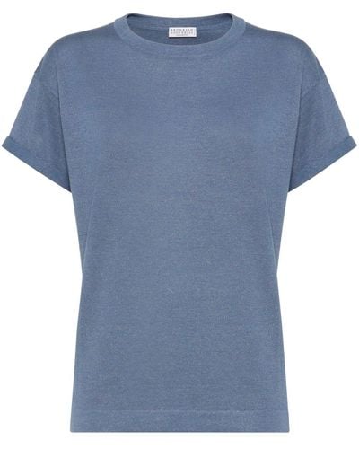 Brunello Cucinelli Cashmere-blend T-shirt - Blue