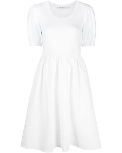 B+ AB Crinkled-finish Short-sleeve Dress - White